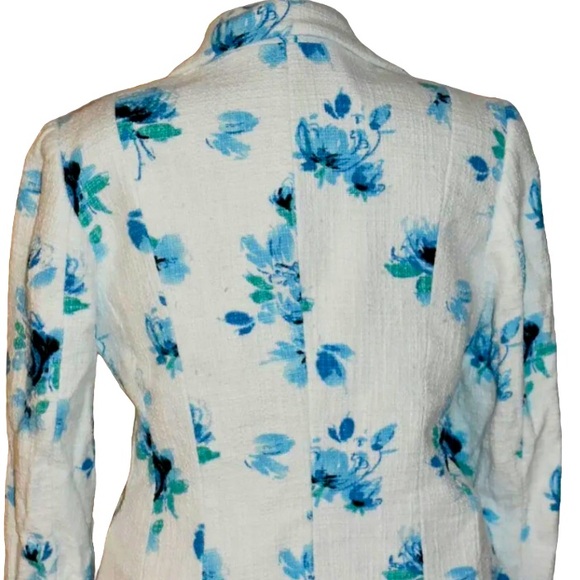 CASUAL CORNER Vintage BEAUTIFUL Blazer 🦋 Blue & White Floral SZ 12 EUC - Picture 7 of 10